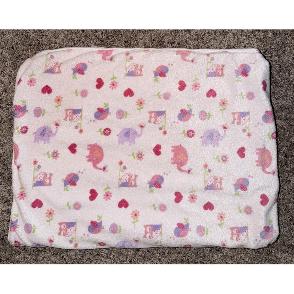 Just Born Pink Purple Flowers Heart Owl Elephant Bird‎ Sherpa Baby Lovey Blanket